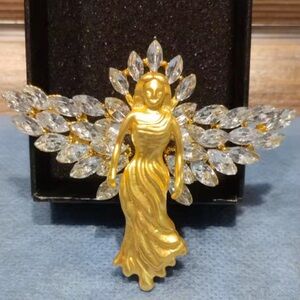 Angel Gold Crystal Brooch